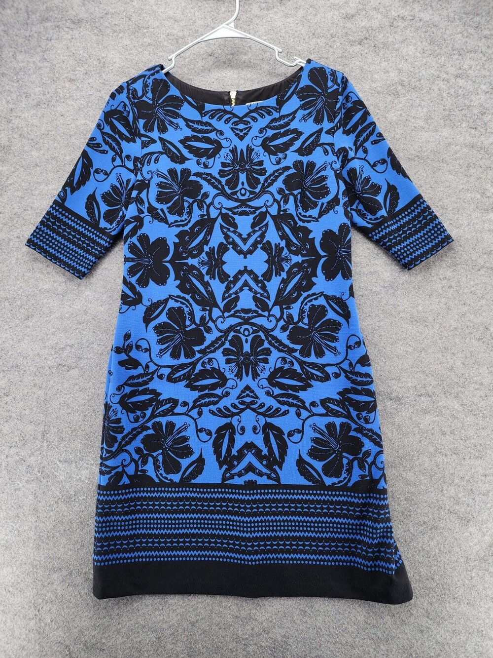 Eliza J Dress Womens 6 Blue Floral Short Sleeve Straight